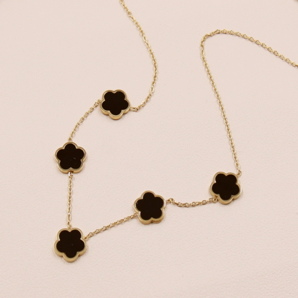 Collier trèfle émaillé Noir