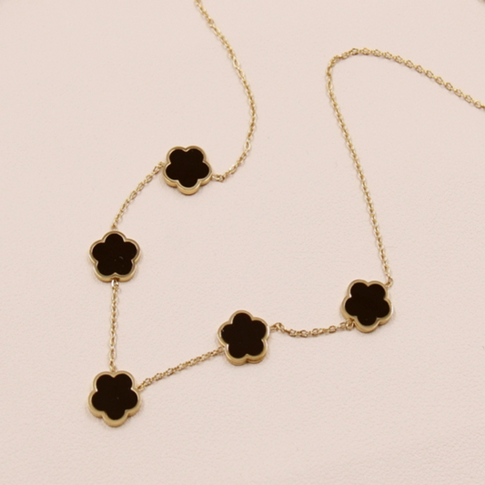 Collier trèfle émaillé Noir