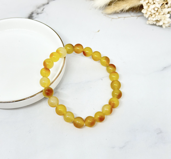 Bracelet Pierre Naturelle 8mm jaune soleil (réf 15)