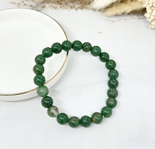 Bracelet Pierre Naturelle 8mm vert bouteille (réf 20)