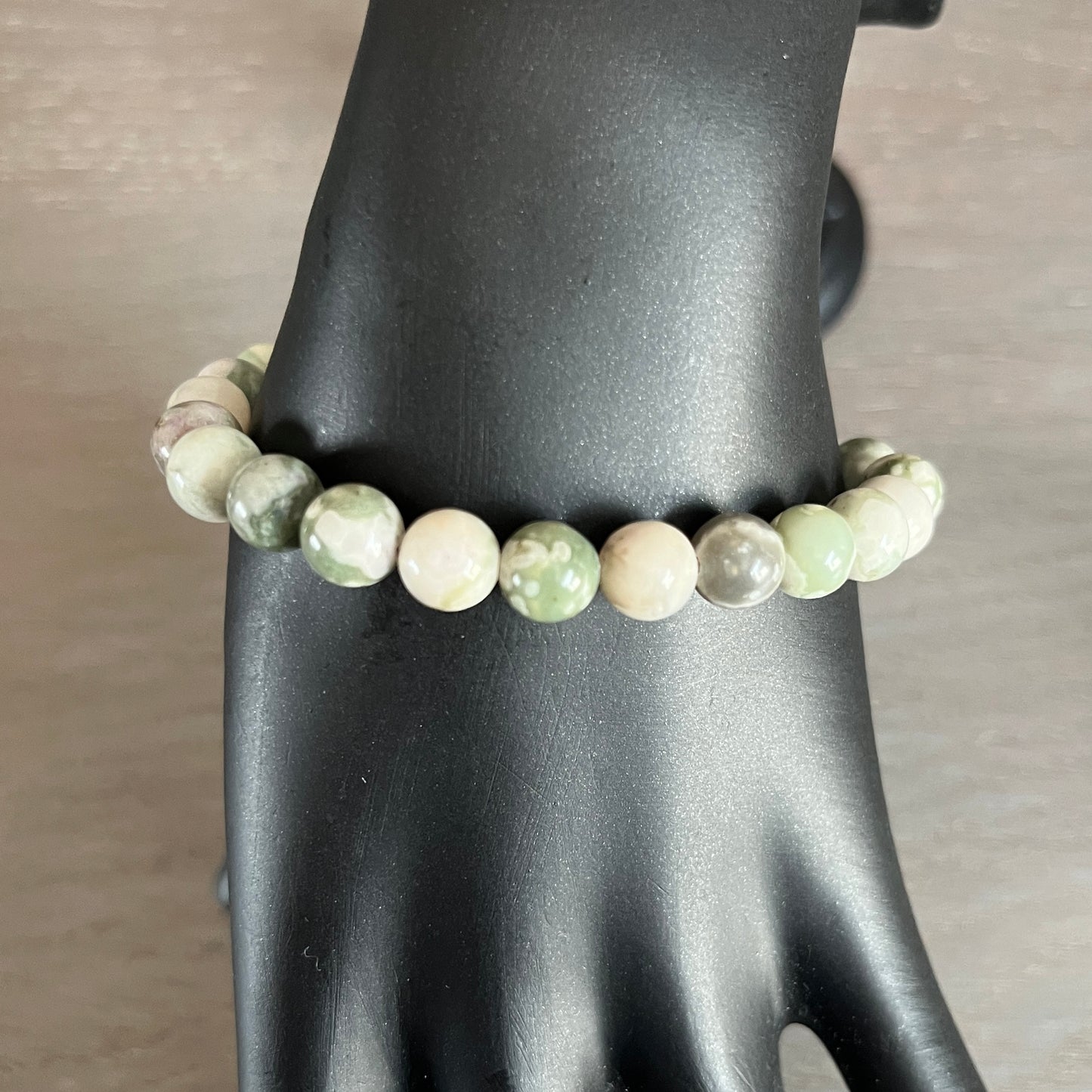 Bracelet Pierre Naturelle 8mm jade bon aujure (réf 4)