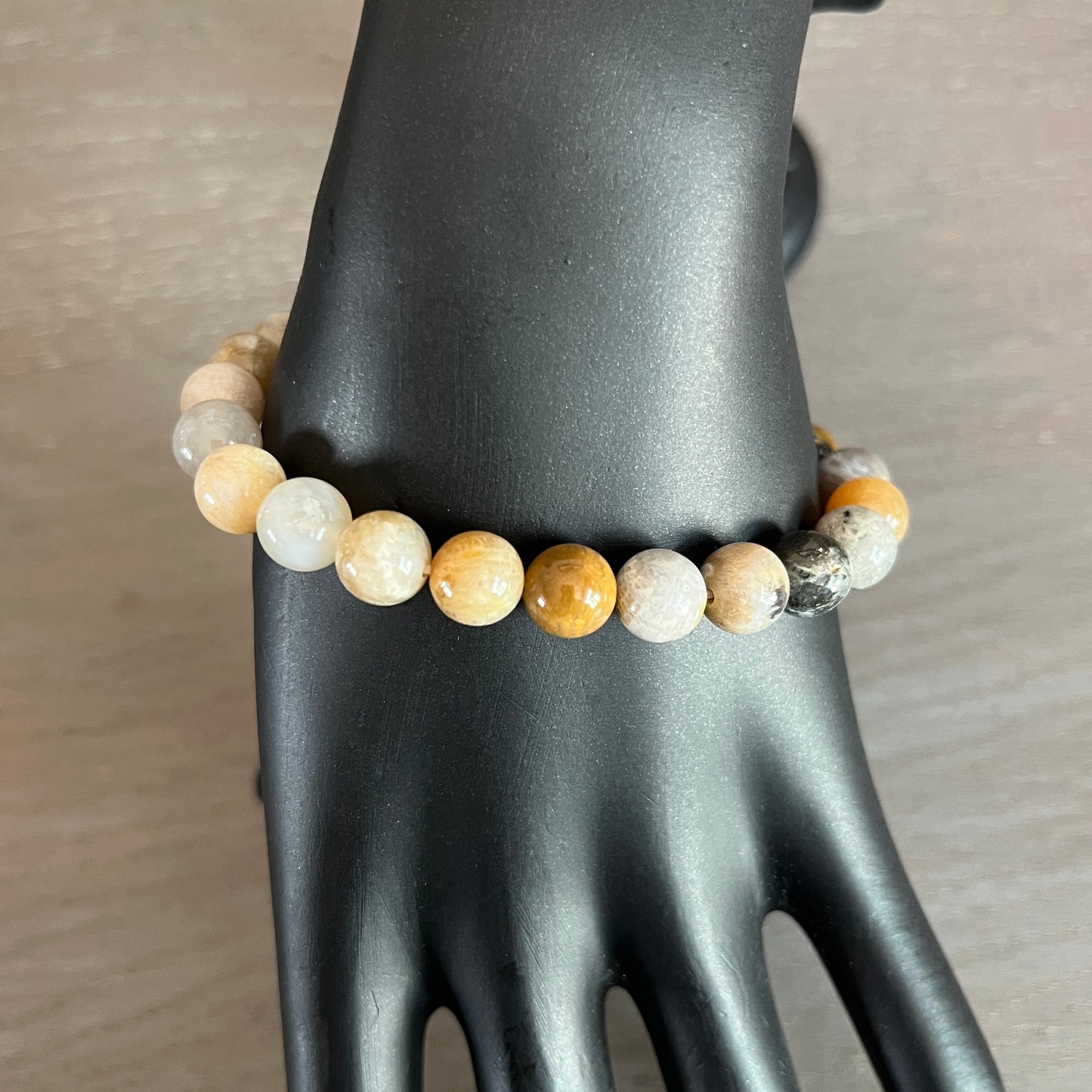 Bracelet Pierre Naturelle 8mm agate bambou (réf 12)