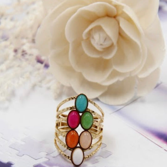 Bague avec perles Multicolore (réf B20)